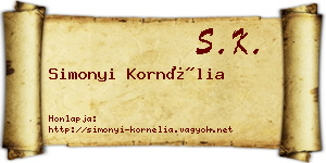 Simonyi Kornélia névjegykártya